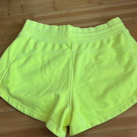 Lululemon inner Glow High rise neon yellow sweat pant shorts - Picture 8 of 10